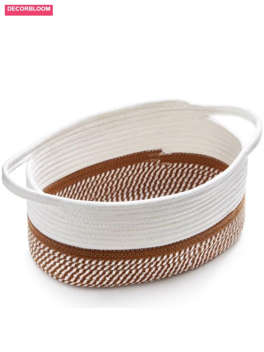 Handwoven Cotton Rope Basket with Reinforced Handles, 13x8x6, Storage & Gift
